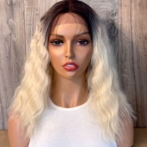 Ombre Blonde 613 Dark Roots Wavy Lace Front Wig